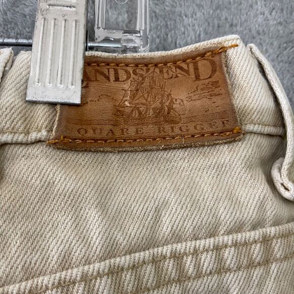 Lands' End Men’s Square Rigger Beige Jeans Made USA Tapered Size 34x30 - Picture 5 of 14